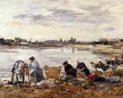 尤金 布丹 : Laundresses on the Bankes of the Touques